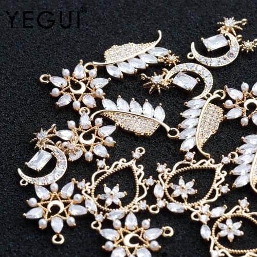 YEGUI M908,jewelry accessories,18k gold plated,zircon,copper metal,charms,hand made,earring pendant,jewelry making,10pcs/lot