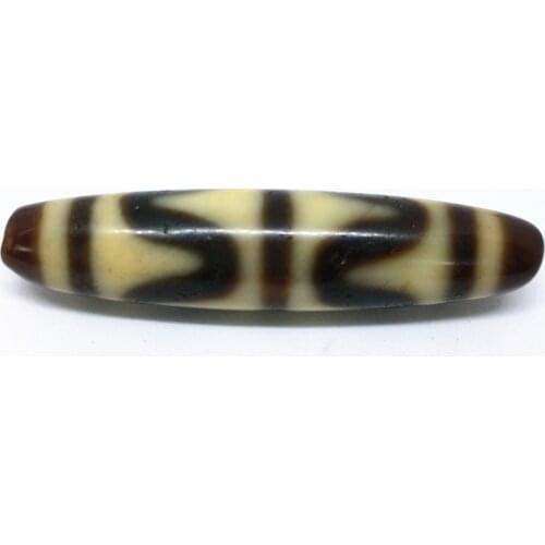 Natural Agate Ivory Yellow Color Double Tiger Tooth Pattern Powerful Amulet Tibetan Dzi Beads for Bracelet and Necklace Making