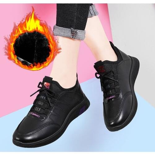 2021 Autumn Winter Women Shoes Plus Velvet Sneakers Warm Breathable Casual Shoes Light Sneakers Daily Walking Shoes Low Price