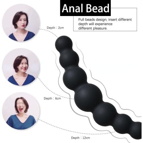 Female Masturbator Male Prostate Massage Handheld Anal Beads Plug Soft Silicone Butt Plug 7 Beads Ball Anus Sex Toys for Couple