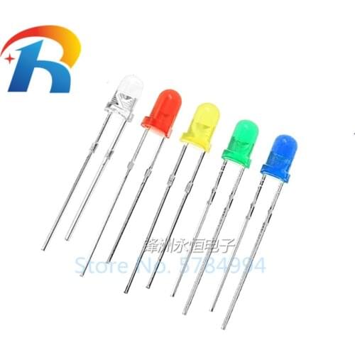 100pcs/lot F3 3MM Round Green Yellow Blue White Red Orange LED Light COMPONENT Diode DIY kit Purple Pink Jade green warm white