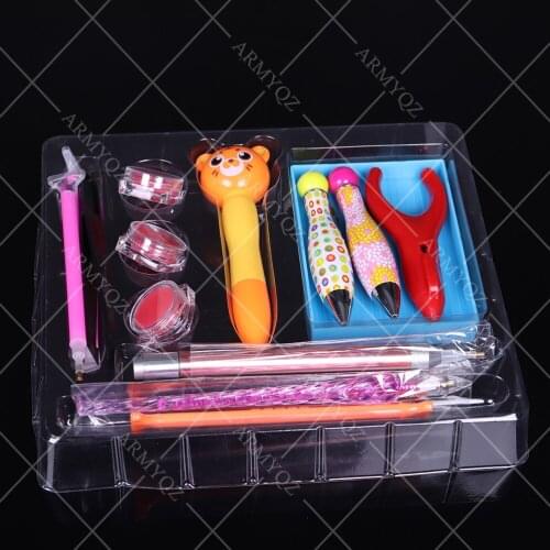 12PC Diamond Painting Pen Glue Tray Accessories Diamond Embroidery Lighting Point Drill Pen Tool
