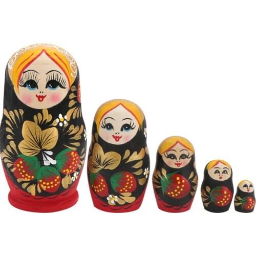 5Pcs Painted Nesting Doll Russian Matryoshka Doll Toy Home Desktop Ornament