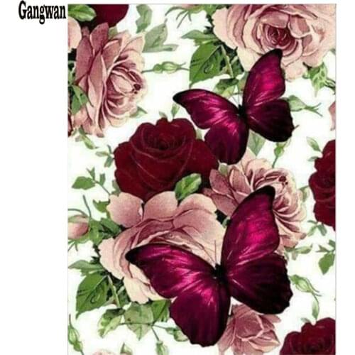 DIY Diamond Painting Butterfly And Flower 5D Full Square round Diamond Rhinestone Embroidery painting Mosaic Cross Stitch decor