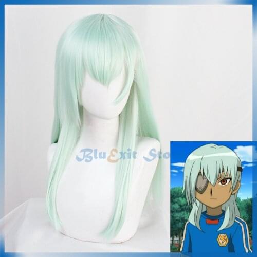 Anime Inazuma Eleven Go Cosplay Wig Jiro Sakuma Wig Long Straight Hair Light Green Synthetic Hair