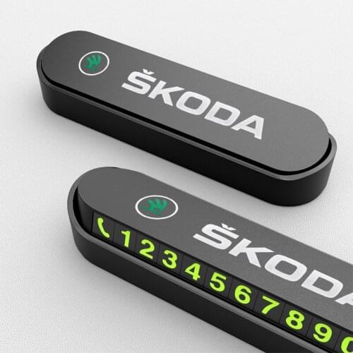 Car Temporary Parking Card Phone Number Card Plate For Skoda Octavia A5 A7 Fabia Superb Rapid Kodiaq Kamiq Auto Car Accessories