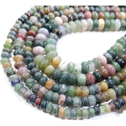 Wholesale Natural stone Indian Agates Rondelle Beads 4*6mm 5*8mm Spacer Beads For Jewelry Making Bracelet Accessories