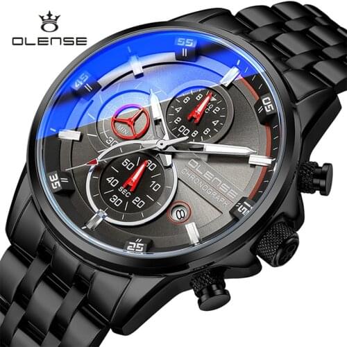 New Mens Quartz Wristwatches Man Watch Stainless Steel Waterproof Watches Men Top brands Multi-function Pointer Luminous