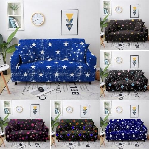 Colored Stars Pattern Sofa Cover Elastic Spandex Sofa Slipcover For Living Room Furniture Protector Anti-dust 1/2/3/4 Seater