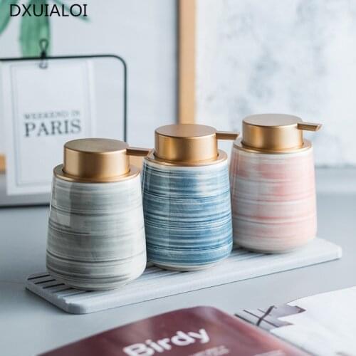 European style ceramic hand sanitizer bottle bottling bathroom accessories shampoo, shower gel pressing bottle home decor 430ml