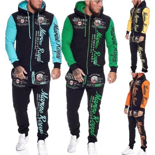 ZOGAA 2020 Mens Sets Clothes Hoodies and Pants 2 Piece Set Warm Ladies Printed Mens Outfits Matching Suit Man Tracksuit