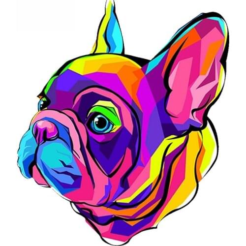 Colorful French Bulldog Car Refrigerators Stickers Vinyl Car Wrap Decal JDM RV Anime Windows Decor 13cm X 11cm