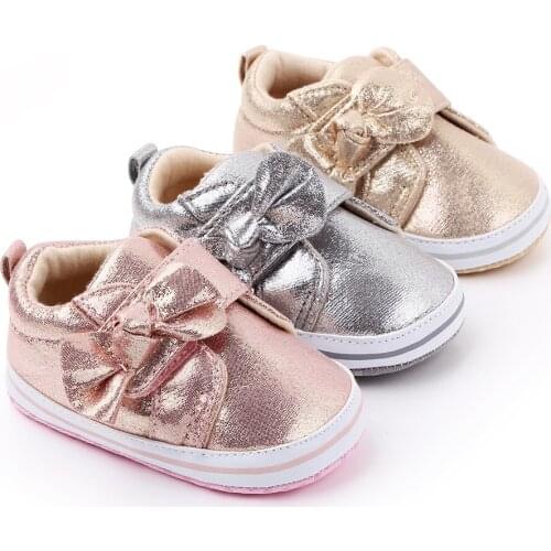 Baby Girls Bling infant Shoes Bowknot Prewalker Sneaker Cotton Kid Casual Anti-slip Soft Sole Toddler Footwear 2021 First Walker