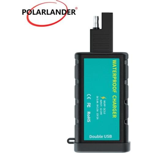 Square Dual USB Fast Charge Charger DC12-24V SAE Interface ABS Waterproof ZH-1422C1 With Switch + Integrated SAE Socket