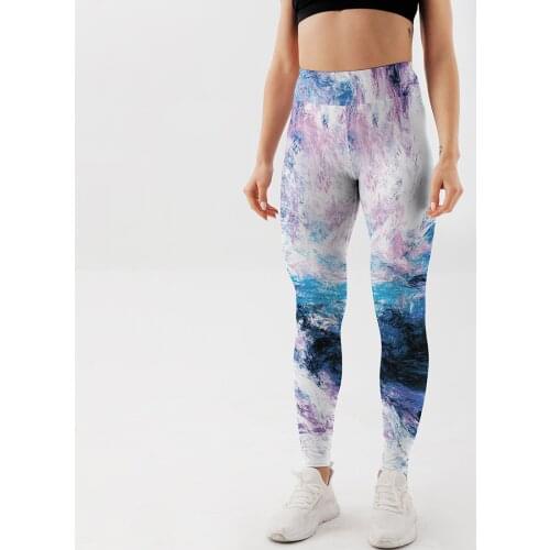 High Waist Push Up Sunset Tie-dye Ink Leggins Women Fitness Running Gym Pants Energy Leggings Sport Girl Leggins