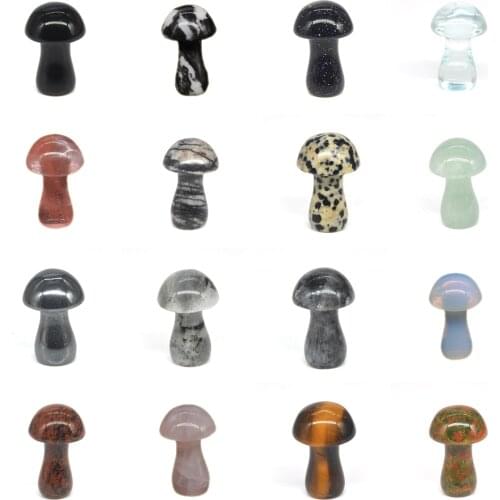 1pc Mini Mushroom Statue Natural Stones Carved Decoration Quartz Hand Polished Healing Crystal Reiki Trinket Gift Room Ornament