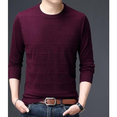 Man Jersey Jumper Casual Wool Blend Sweater Pullover O-Neck Slim Fit Knit Clothes Long Sleeve Sweaters Shirt Free Shipping