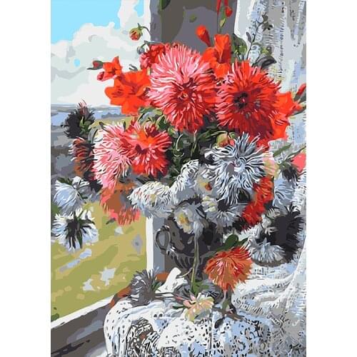 DIY Pictures By Numbers Sunflower Canvas Oil Painting Flowers For Living Room No Framed Wall Art Home Decoration