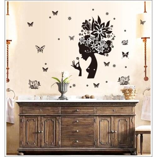Fashion Black Flower Pokemon Wall Stickers Decal Art for Girl Kid Room Living Room Home Decoration WallPaper Poster