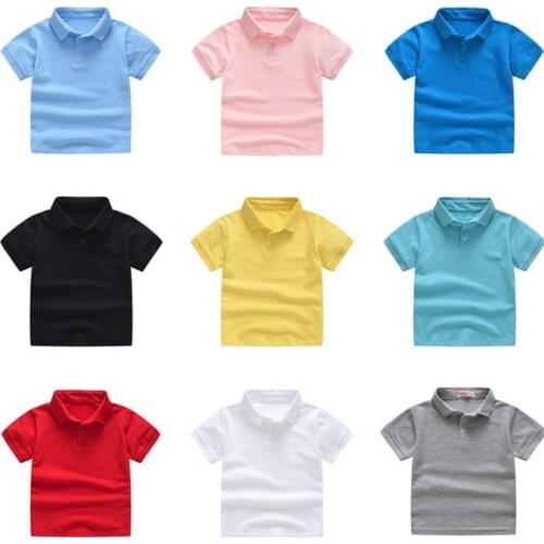 Summer New Baby Boys Short Sleeve Polo Shirt Children Solid Color Clothes Kids Cotton School Uniform T Shirts Tops Tee Camisetas