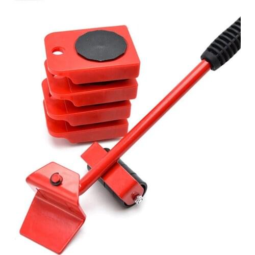 4PCS Furniture Transport Lifter Heavy Stuffs Moving Tool Furniture Mover Tool Set Wheeled Mover Roller Wheel Bar Hand Tools