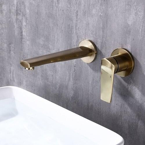 Faucet brushed gold cold heat into the wall of the basin that wash a face to wash your hands basin faucet factory pin