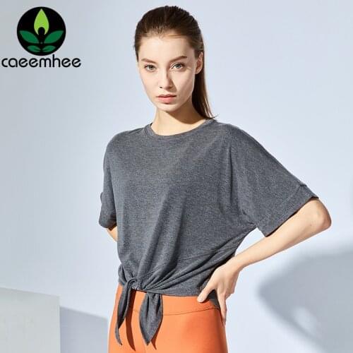 CAEEMHEE Sport Tops For Women Short Sleeve Fitness Yoga Shirts Activewear Quick Dry Loose Bandage Gym Exercise Running T Shirt