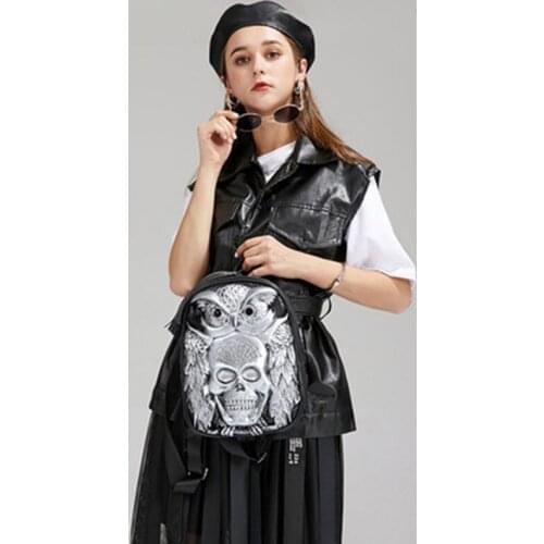 Punk locomotive handbag embossed three-dimensional Halloween skull backpack steam hip hop tactical backpack