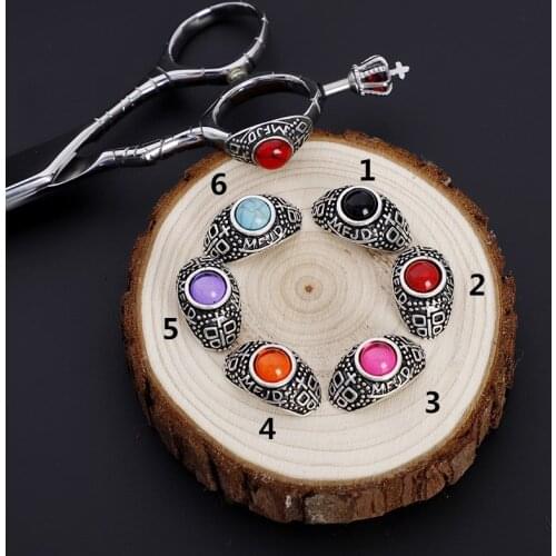 Decorations For Hair Scissor Decorative Colorful Stone Ring holder 6 colors 10pcs/set Hair scissor accessories PJ-0055