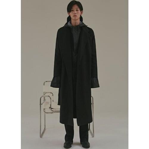 Spring and autumn new dark pioneer personality belt decoration mens loose medium length windbreaker large youth coat