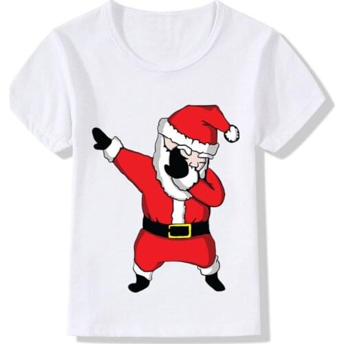 Dabbing Santa Pattern Funny Children T shirt Kids Merry Christmas Cartoon Clothes Baby Boys Girls Summer T-shirt,ooo5112