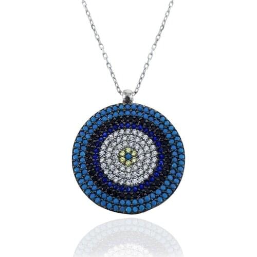 Zircon Stone Ancl 925 K Silver Lucky Charm Women Necklace