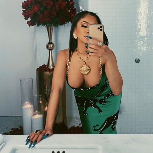 Slings Sexy Maxi Dresses for Women Swinging Collar Summer 2021 Street Straps Leopard Figure Nightclub Long Skirt Sleeveless