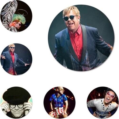 Elton John Icons Pins Badge Decoration Brooches Metal Badges For Backpack Decoration 58mm
