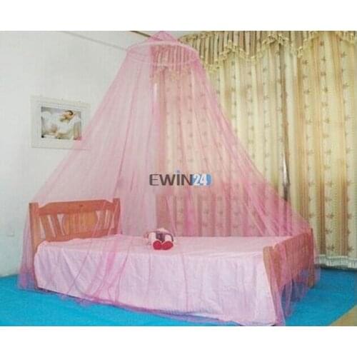 1 x Dome Mosquito Net Pink Elegant Round Lace Insect Bed Canopy Netting