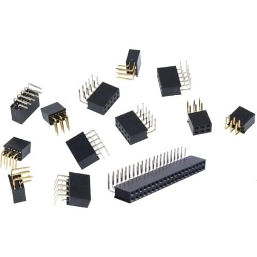 10 Pcs 2x2/3/4/5/6/7/8/9/10/12/18/20/30/40 Pin 2.54mm Pitch Dual Row Right Angle Female Headers