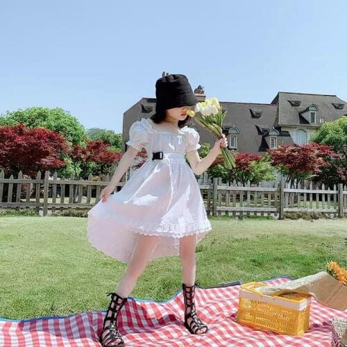 2021 Summer Girls Fashion Short Sleeve Dress with Belt