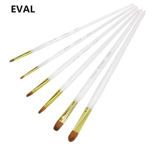 Eval 6pcs Fine Hand-painted Weasel Hair Transparent Crystal Acrylic Water Color Brush Pen Set DIY Kids Drawing Paint Brushes