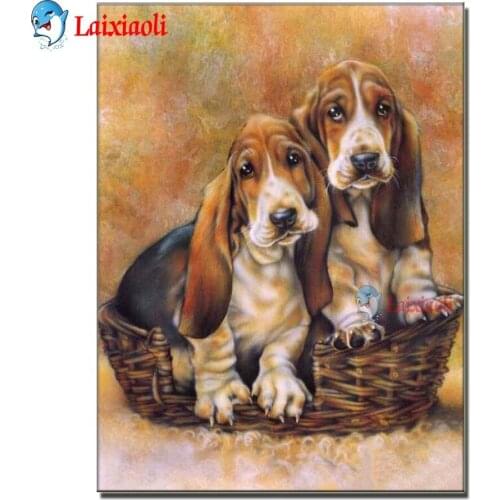 Puppies Full Square Round 3D Diamond Embroidery Sale Buggy Dog 5D DIY Diamond Painting Basset Hound Pattern kit Home Decoration