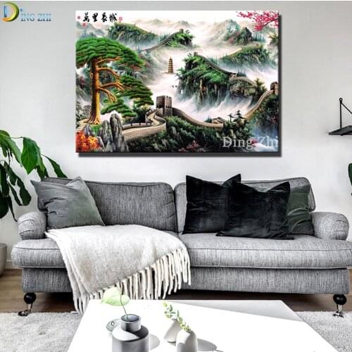 5D DIY Diamond Embroidery Great Wall Mosaic Kit Chinese Style Landscape Famous Building Diamond Painting Square Round Rhinestone