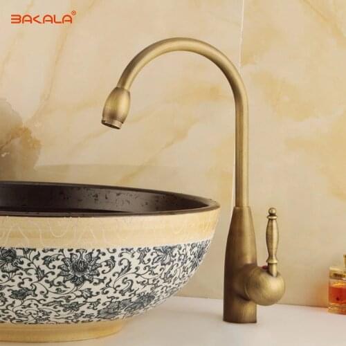 BAKALA Classic Single Hole Kitchen Sink Faucet Antique Brass Hot &Cold Basin Mixer Tap GZ//8122