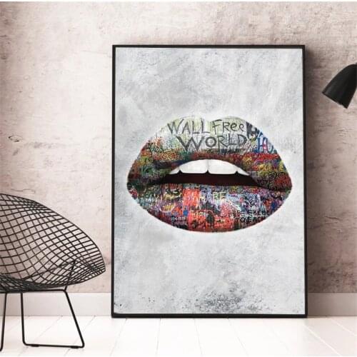 Banksy Graffiti Canvas Poster Painting Banksy Decor Graffiti Art Lips Wall Decor Graffiti Wall Print Lips Poster Lips Wall Art