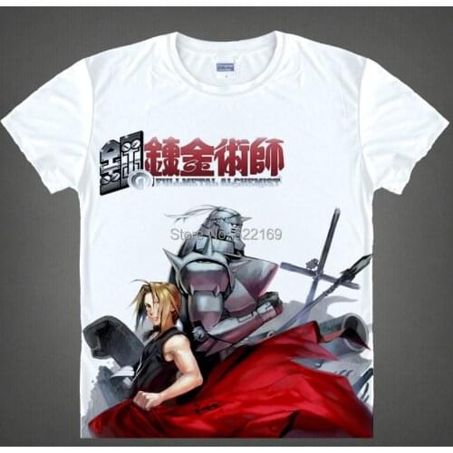 2015 Fullmetal Alchemist Steel Edward Alphonse T Shirt Cosplay Costumes Mens Japanese Famous Anime T-shirt Camisetas Masculina