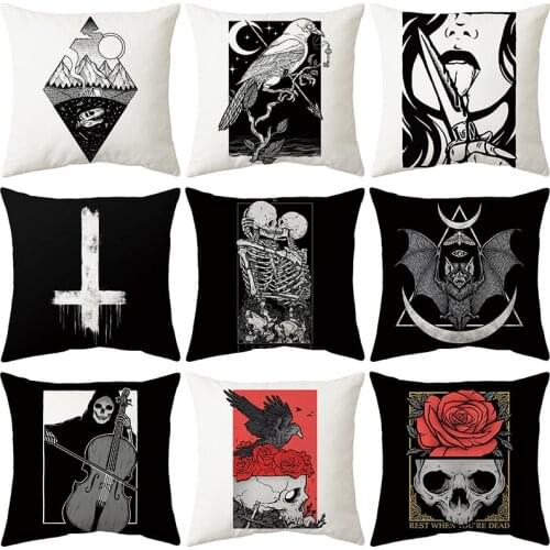 New Black Cat Party Halloween Toys Anime Cushion Cover White Ghost Skull Pumpkin Decoration Throw European Pillow Case Sofa