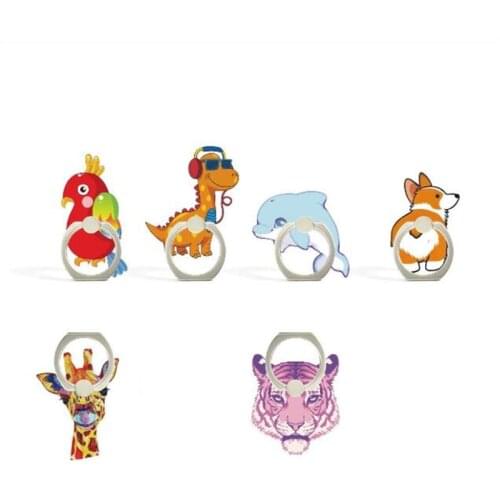 Cute Parrot Dinosaur Tiger Finger Ring Smartphone Phone Stand Holder Mobile Phone Holder Stand For iPhone Xiaomi All Phone