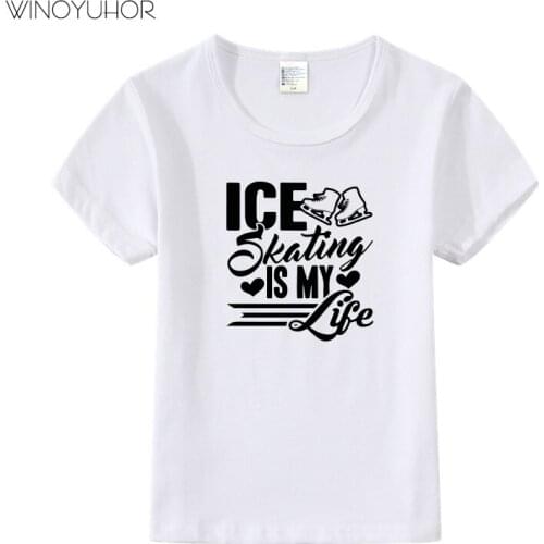 Ice Skating Is My Life T-shirt Baby Kids Summer Fashion Short Sleeve T Shirt Toddler Children Boys Girls Tops Tee