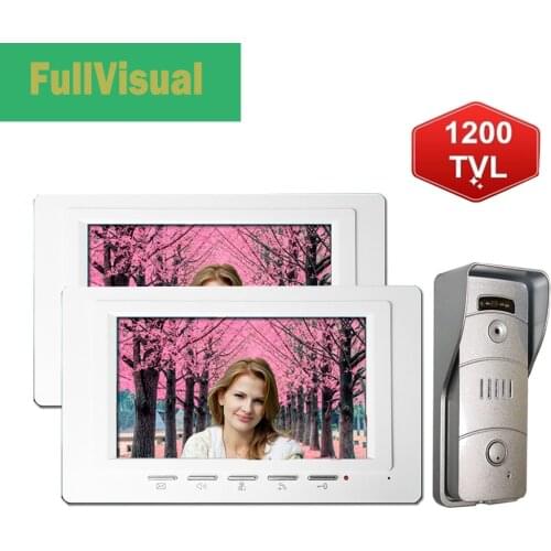 Fullvisual Video Door Phone 2 Monitors Wired Doorbell Home Security System Multiple 7 Inch Metal Outdoor Panel Dual Way Talk