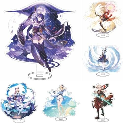 Hot Anime Genshin Impact New Style Acrylic Figure Raiden Shogun Angonomiya Kokomi Stand Model Plate Desk Decor Stand Sign Gift