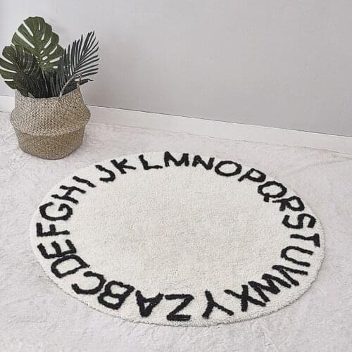 INS wind Nordic 26 letter round mat childrens play mat tent mat childrens room soft Decorative Blanket Rug Puzzle Play Mat