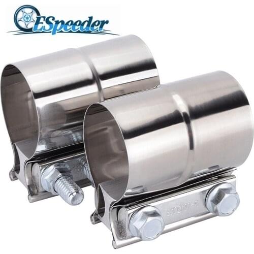 ESPEEDER 2.0" 2.25" 2.5" 3.0" 4.0" High Strength Reducing Pipe Butt Joint Stainless Steel Exhaust Clamp Kit Universal Silver